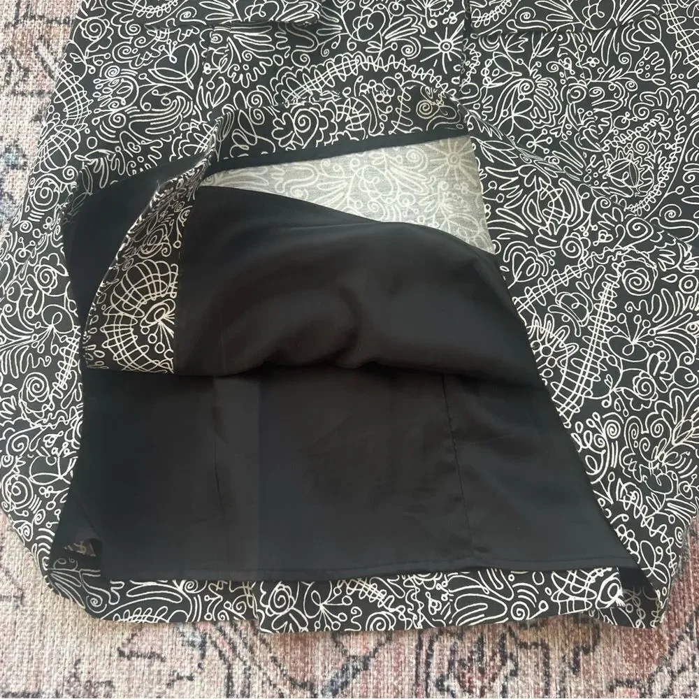 Tory Burch Paisley Doodle Print Sheath A-line Black and White Dress Size 10